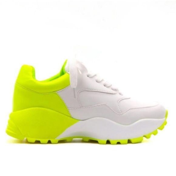 Chunky "Dad" Sneakers in Lime - Picture 2 of 5
